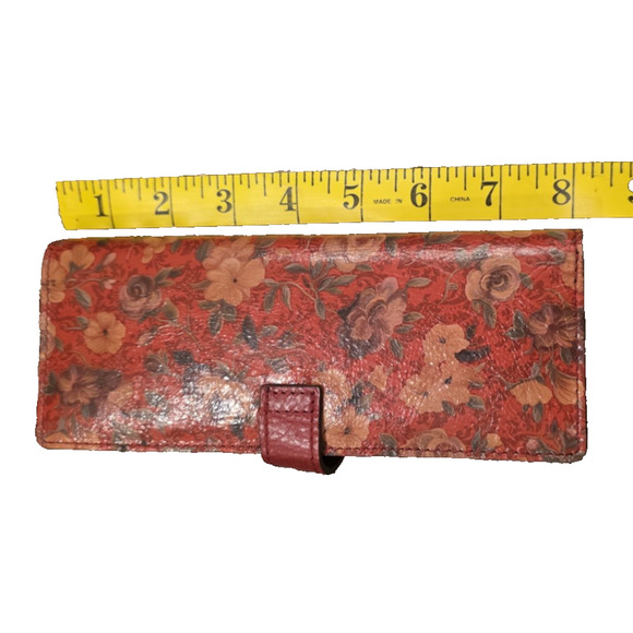 NWT Patricia Nash Red Rosso Fiore Leather RFID Card Holder Wallet - Picture 4 of 6